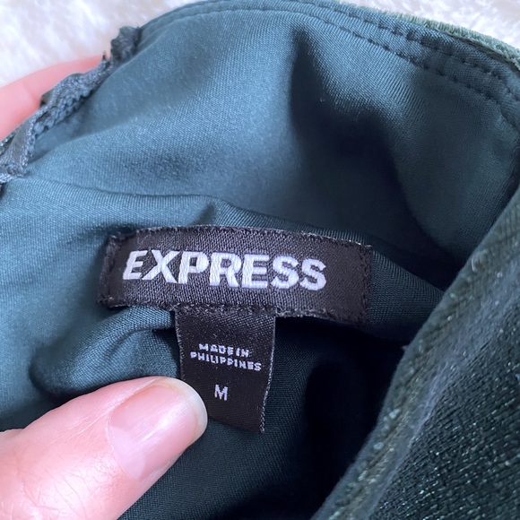 Express Green Velvet Fitted Midi Dress - Picture 6 of 6